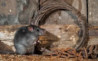 roof rat forages for food in shed outside central florida home