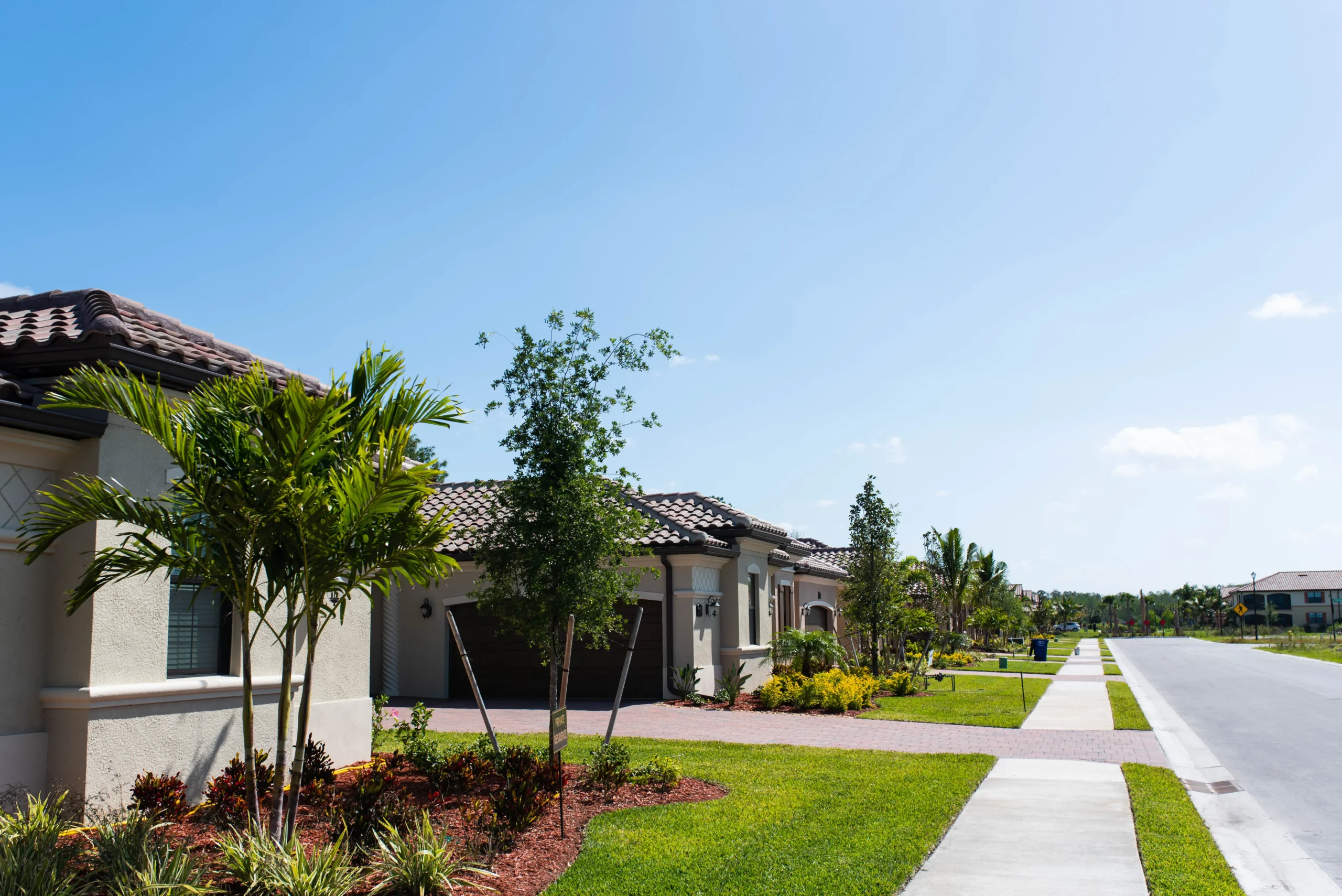 Well manicured lawns in a Florida neighborhood.